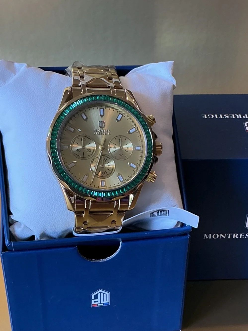 Invicta Gold Chronograph Watch with Green Bezel - MPW-0340